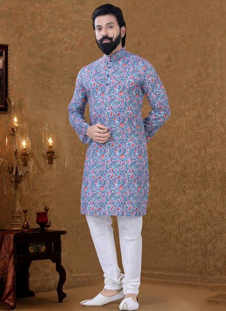 Multi Colour New Printed Ethnic Wear Cotton Mens Kurta Pajama Collection KS 1556
